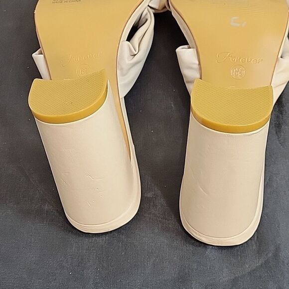 BRAND NEW FOREVER SQUARE TOE BOWTIE SLIDES HEEL BACKLESS CHUNKY HEEL SANDAL - Picture 12 of 15